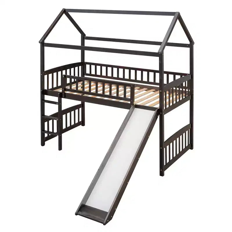 Letto a soppalco/a casetta Whisen 79.5L x 41.8W moderno, dimensione doppia, con scivolo