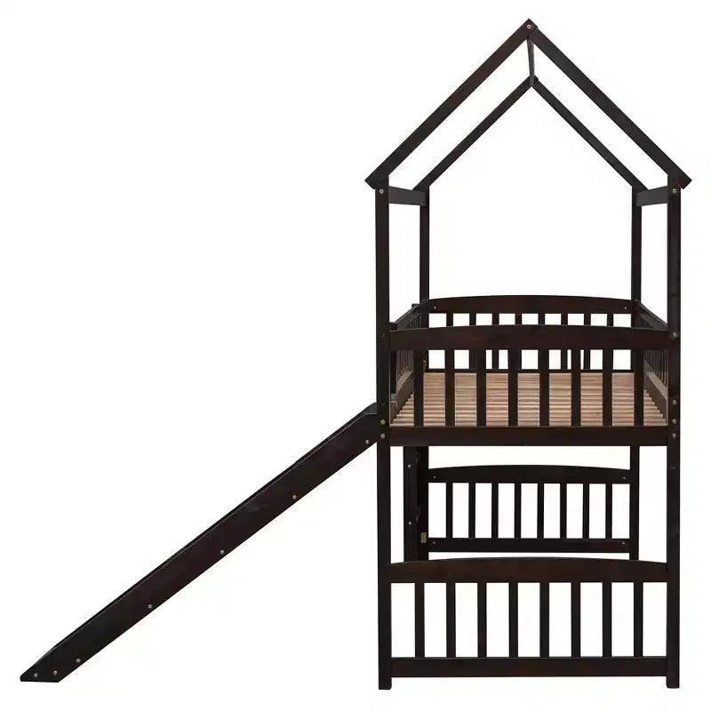 Letto a soppalco/a casetta Whisen 79.5L x 41.8W moderno, dimensione doppia, con scivolo