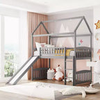 Letto a soppalco/a casetta Whisen 79.5L x 41.8W moderno, dimensione doppia, con scivolo