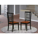 HomeStock Nicoli Dining Chair Set Of 2 Buttermilk Brown Linen Fabric Seat
