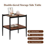 MAYEERTY Set of 2 Rectangle End Table with Tempered Glass Tabletop, for Living Room, Brown Glass