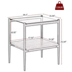 MAYEERTY Set of 2 Rectangle End Table with Tempered Glass Tabletop, for Living Room, Brown Glass