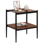 MAYEERTY Set of 2 Rectangle End Table with Tempered Glass Tabletop, for Living Room, Brown Glass