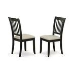 Set da pranzo HomeStock Round Dropleaf con sedie in tessuto di lino nero