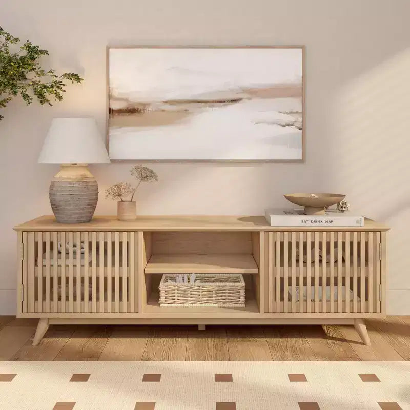 Plank+Beam 59 Mobile TV con 2 ante in legno massiccio, stile moderno di metà secolo