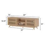 Plank+Beam 59 Mobile TV con 2 ante in legno massiccio, stile moderno di metà secolo