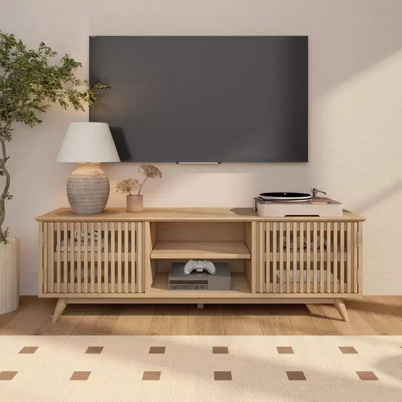 Plank+Beam 59 Mobile TV con 2 ante in legno massiccio, stile moderno di metà secolo