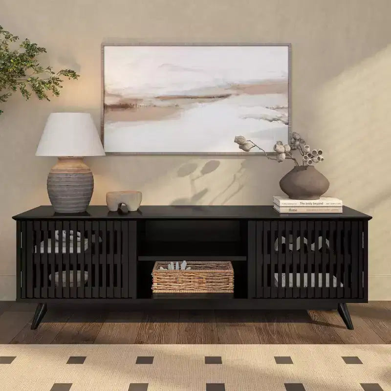 Plank+Beam 59 Mobile TV con 2 ante in legno massiccio, stile moderno di metà secolo