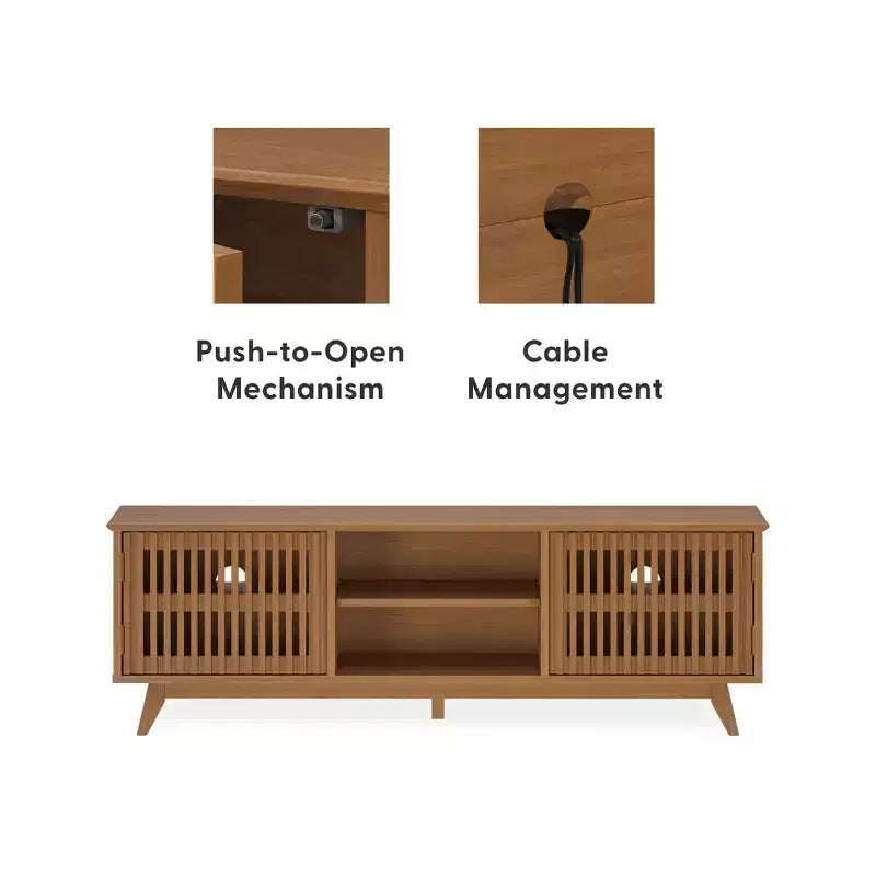 Plank+Beam 59 Mobile TV con 2 ante in legno massiccio, stile moderno di metà secolo