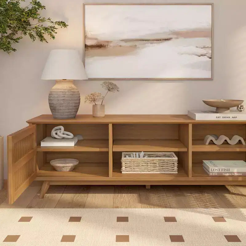 Plank+Beam 59 Mobile TV con 2 ante in legno massiccio, stile moderno di metà secolo