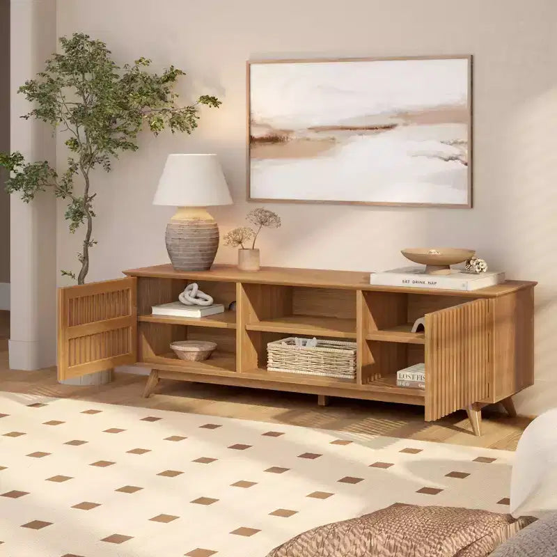 Plank+Beam 59 Mobile TV con 2 ante in legno massiccio, stile moderno di metà secolo