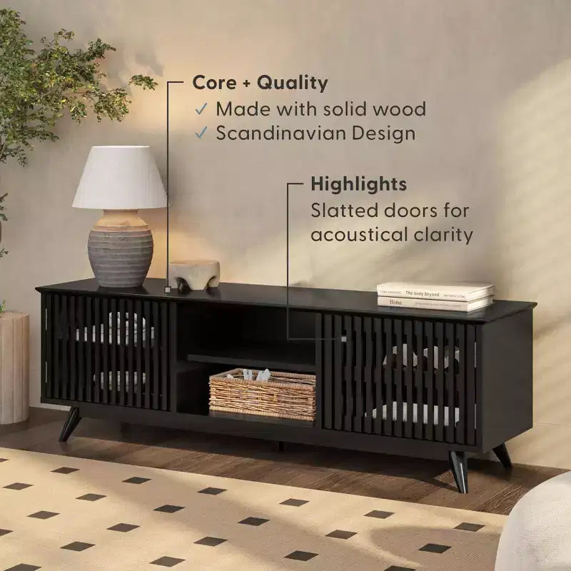 Plank+Beam 59 Mobile TV con 2 ante in legno massiccio, stile moderno di metà secolo