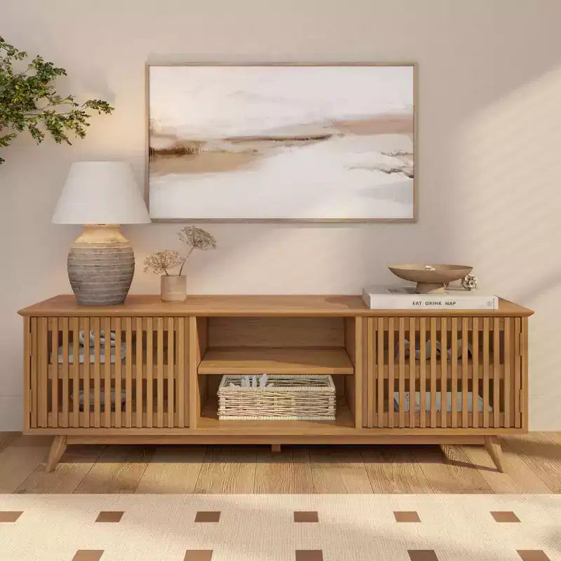 Plank+Beam 59 Mobile TV con 2 ante in legno massiccio, stile moderno di metà secolo