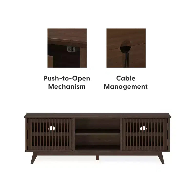 Plank+Beam 59 Mobile TV con 2 ante in legno massiccio, stile moderno di metà secolo