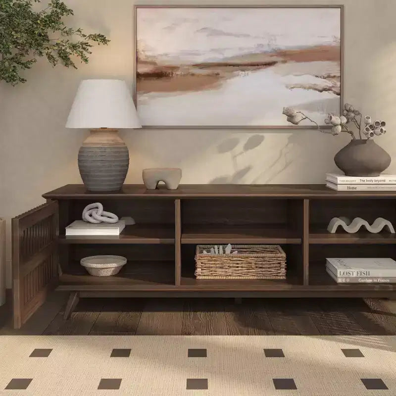 Plank+Beam 59 Mobile TV con 2 ante in legno massiccio, stile moderno di metà secolo