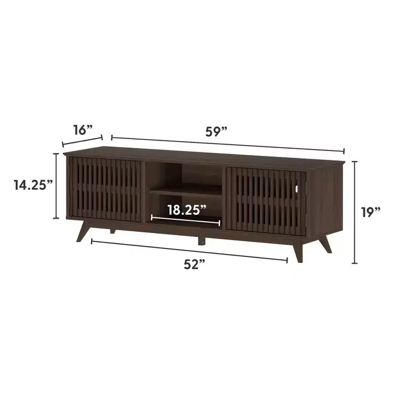 Plank+Beam 59 Mobile TV con 2 ante in legno massiccio, stile moderno di metà secolo