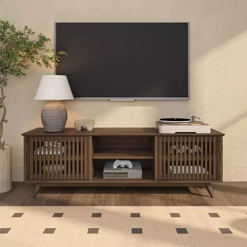 Plank+Beam 59 Mobile TV con 2 ante in legno massiccio, stile moderno di metà secolo