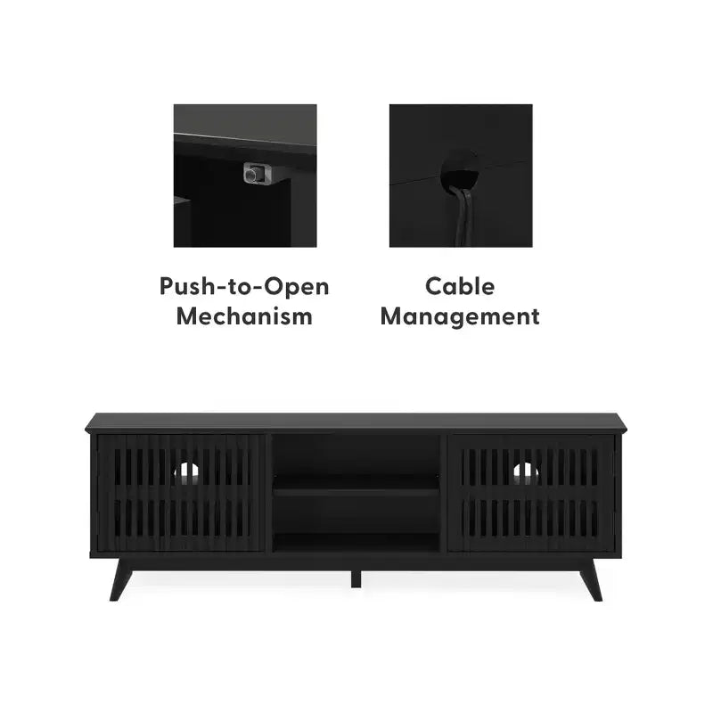 Plank+Beam 59 Mobile TV con 2 ante in legno massiccio, stile moderno di metà secolo