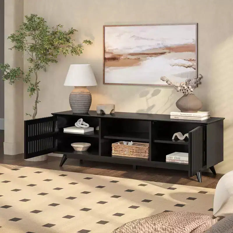 Plank+Beam 59 Mobile TV con 2 ante in legno massiccio, stile moderno di metà secolo