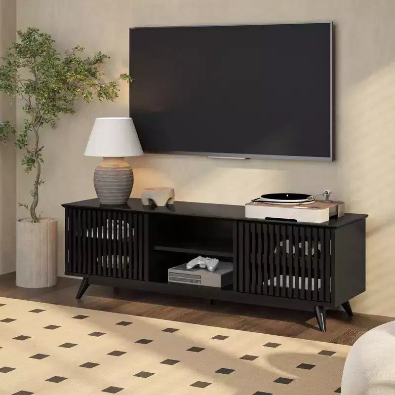 Plank+Beam 59 Mobile TV con 2 ante in legno massiccio, stile moderno di metà secolo