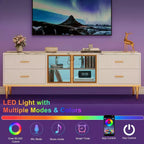 Mobile TV Acekool da 65 pollici con luci LED, Consolle Moderna con 4 Cassetti, Ripiani e Ante in Vetro per TV da 55-75 pollici