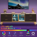 Mobile TV Acekool da 65 pollici con luci LED, Consolle Moderna con 4 Cassetti, Ripiani e Ante in Vetro per TV da 55-75 pollici
