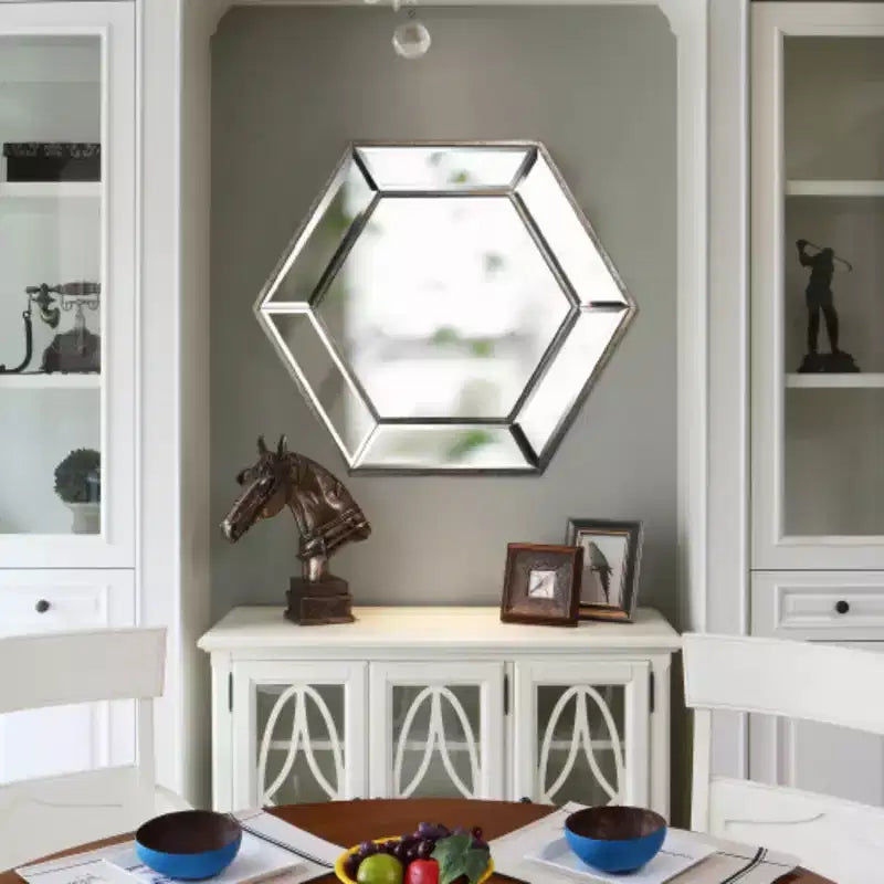 20 x 18 Hexagon Wall Mirror with Contemporary Glass Design, Home Decor Accent Mirror for Living Room, Entryway, Bedroom