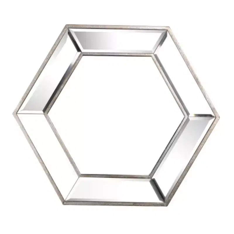 20 x 18 Hexagon Wall Mirror with Contemporary Glass Design, Home Decor Accent Mirror for Living Room, Entryway, Bedroom