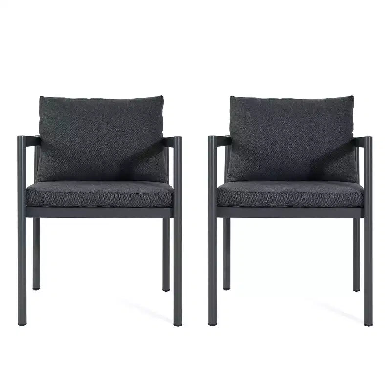 MAYEERTY Set of 2 All-Weather Aluminum Outdoor Patio Chairs with Armrests 300lbs Capacity