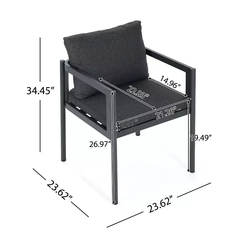 MAYEERTY Set of 2 All-Weather Aluminum Outdoor Patio Chairs with Armrests 300lbs Capacity