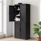 Mobiletto d'accento in legno 72x31x16 nero, organizer con ripiani regolabili per cucina camera da letto ingresso soggiorno sala da pranzo