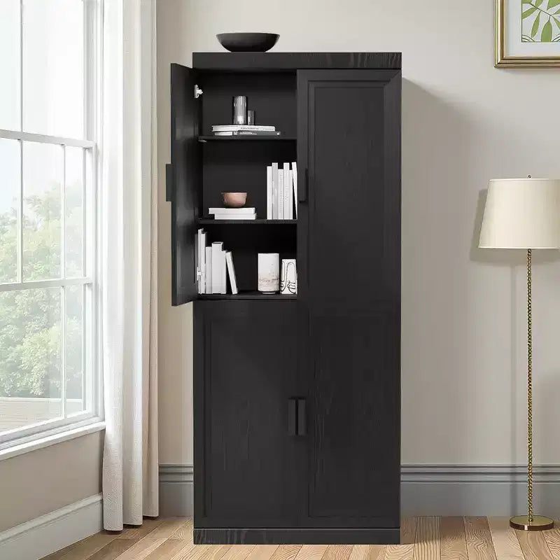 Mobiletto d'accento in legno 72x31x16 nero, organizer con ripiani regolabili per cucina camera da letto ingresso soggiorno sala da pranzo