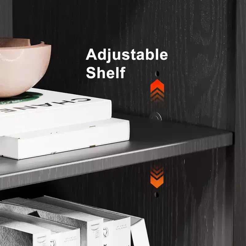 Mobiletto d'accento in legno 72x31x16 nero, organizer con ripiani regolabili per cucina camera da letto ingresso soggiorno sala da pranzo