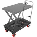 VEVOR Hydraulic Lift Table Cart, 500lbs Capacity 28.5 Lifting Height, Manual Single Scissor Lift Table with 4 Wheels and Non-slip Pad