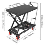 VEVOR Hydraulic Lift Table Cart, 500lbs Capacity 28.5 Lifting Height, Manual Single Scissor Lift Table with 4 Wheels and Non-slip Pad