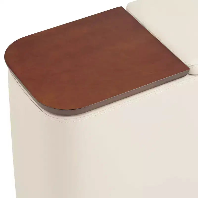 BenchMaster Corcoran Tavolino Consolle Rettangolare in Similpelle Stile Mid-Century Moderno 12 x 27 1/2 con Contenitore e Portabevande Tortora per Soggiorno