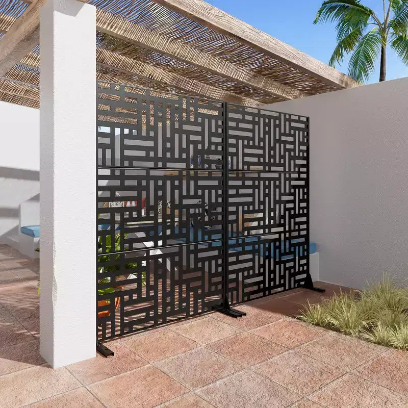 MAYEERTY Paravento Esterno in Acciaio Galvanizzato Nero 72x47x16 Pollici - Set da 3 Pezzi