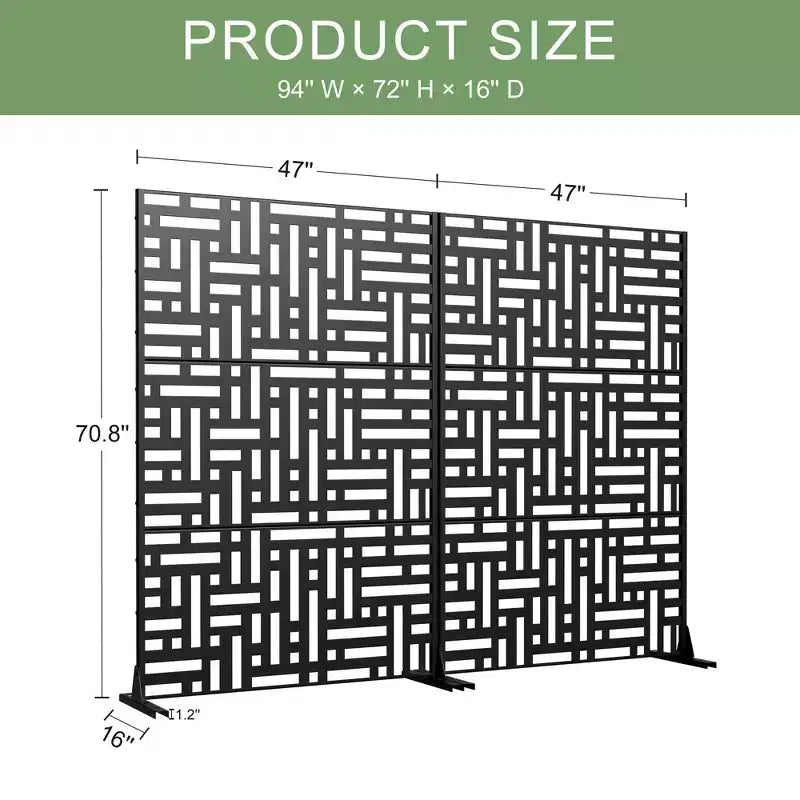 MAYEERTY Paravento Esterno in Acciaio Galvanizzato Nero 72x47x16 Pollici - Set da 3 Pezzi