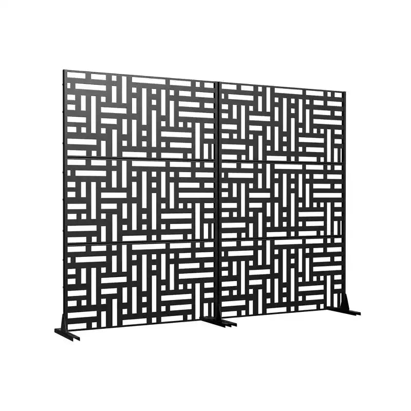 MAYEERTY Paravento Esterno in Acciaio Galvanizzato Nero 72x47x16 Pollici - Set da 3 Pezzi