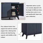 Mobile credenza da 60", Tavolo da caffè con scanalature, 3 cassetti e 4 ante, Credenza moderna per sala da pranzo, soggiorno