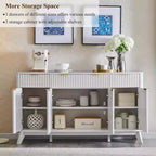 Mobile credenza da 60", Tavolo da caffè con scanalature, 3 cassetti e 4 ante, Credenza moderna per sala da pranzo, soggiorno