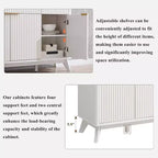 Mobile credenza da 60", Tavolo da caffè con scanalature, 3 cassetti e 4 ante, Credenza moderna per sala da pranzo, soggiorno