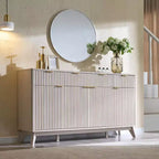 Mobile credenza da 60", Tavolo da caffè con scanalature, 3 cassetti e 4 ante, Credenza moderna per sala da pranzo, soggiorno