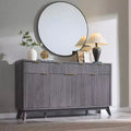 60 Buffet Sideboard Cabinet, Fluted Coffee Bar Table with 3 Drawers & 4 Doors, Modern Sideboard for Dining Room, Living Room
