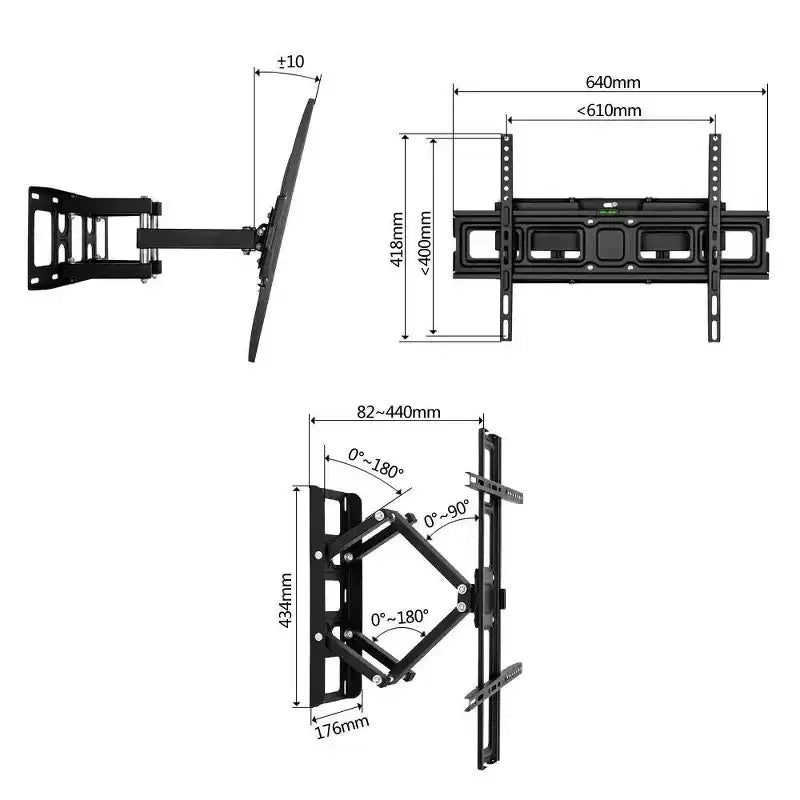 Supporto da parete per TV Karl Home da 32 a 70 pollici, doppio braccio, base grande