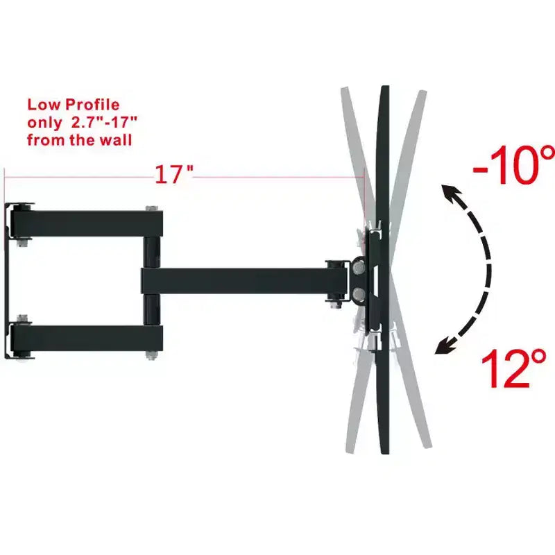Supporto da parete per TV Karl Home da 32 a 70 pollici, doppio braccio, base grande