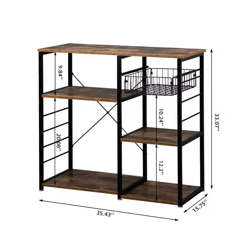 Karl Home Scaffale da cucina industriale in ferro a 5 ripiani con cestello di scarico e gancio