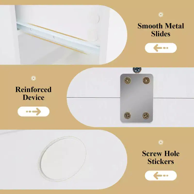 Costway Tavolo da Trucco con Specchio e Luci con 3 Modalità di Illuminazione e Luminosità Regolabile, Bianco