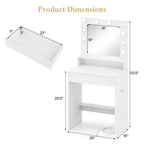 Costway Tavolo da Trucco con Specchio e Luci con 3 Modalità di Illuminazione e Luminosità Regolabile, Bianco