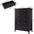GustoWave Wood Five-Drawer Dresser With Deep Drawers And Metal Knobs